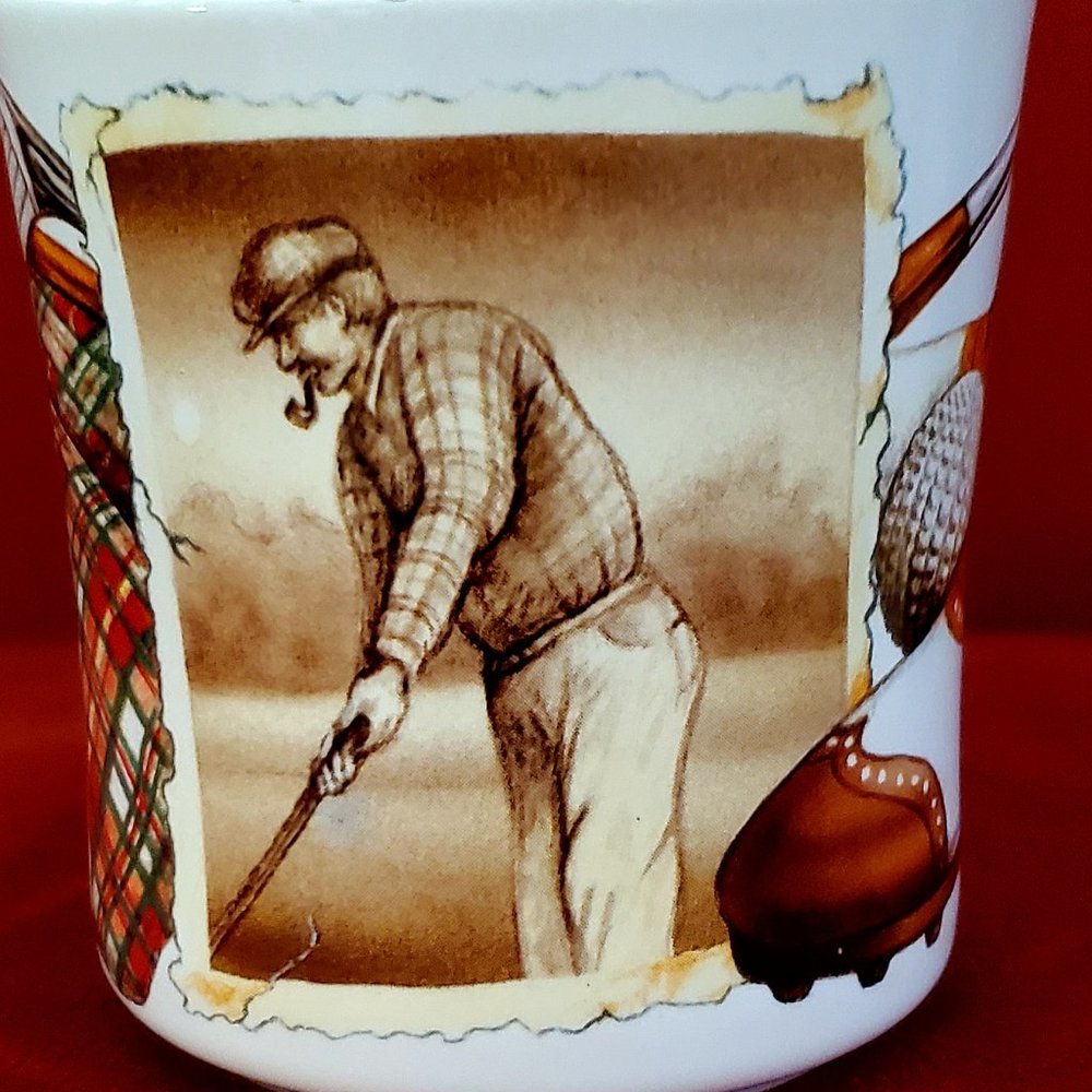 Vintage 1994 Sepia Photo Golf Golfer Potpourri Design Collectible Coffee Mug